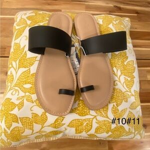 Black and Nude Slide Toe-Ring Sandals - Women
